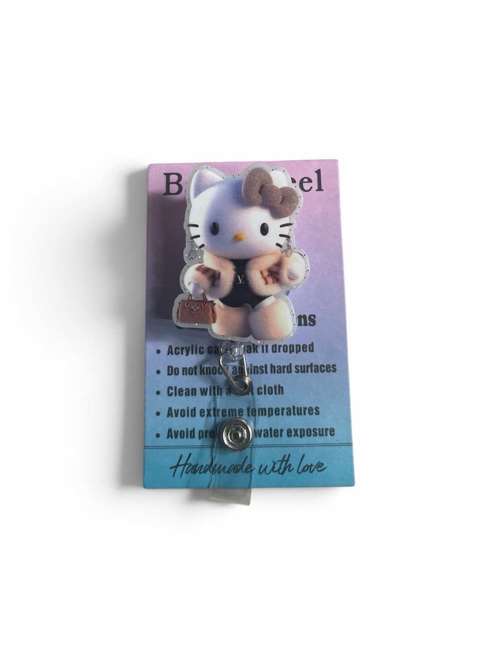 Hello Kitty Luxury Pink Acrylic Badge Reel